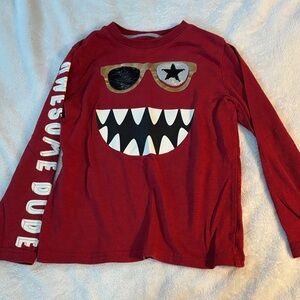 Wonder Nation Red Long Sleeve Tee with Fun Graphic